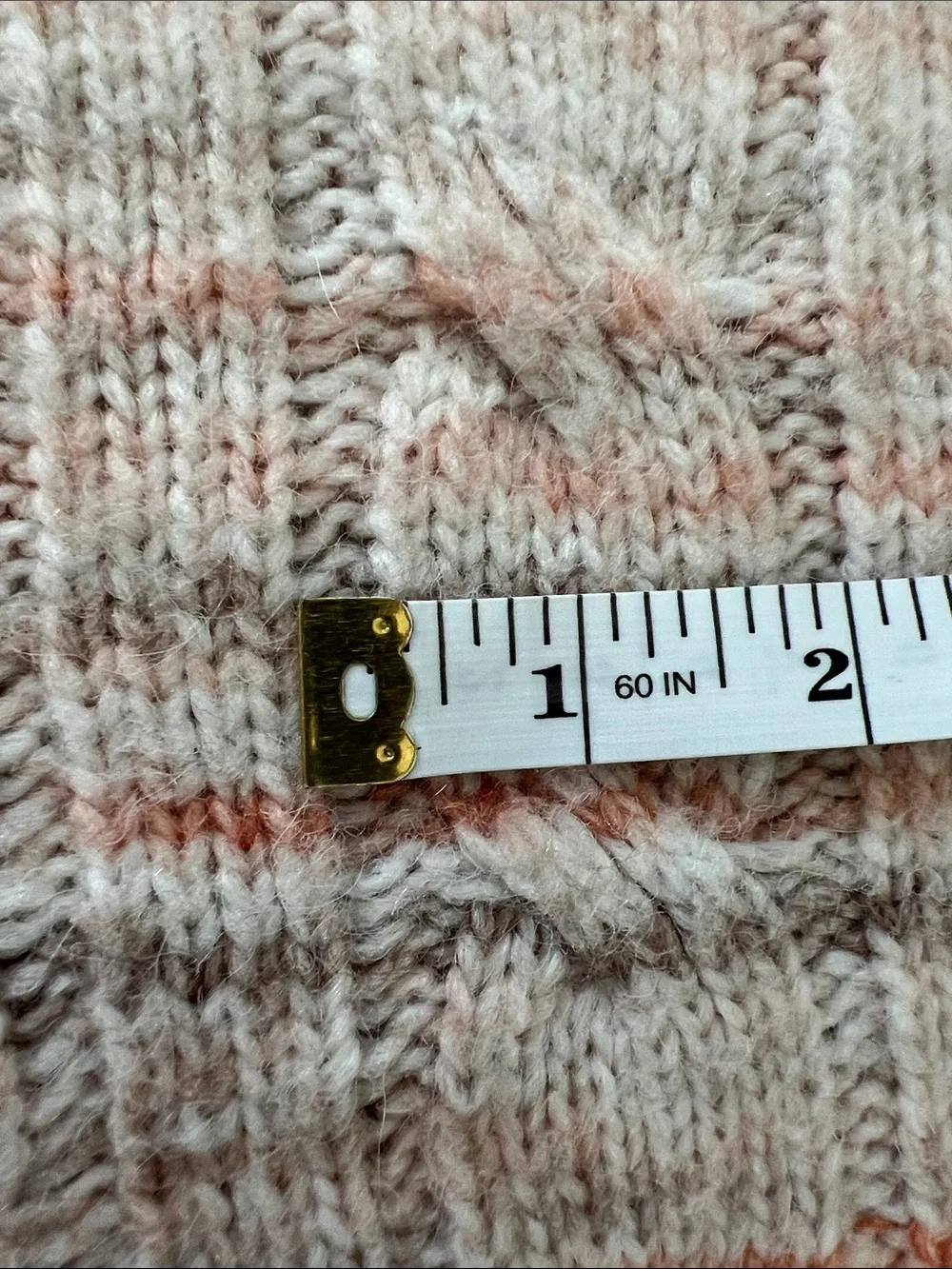 Madden Girl | Pink Brown Coral Cream Cropped Cable-Knit Sweater Size L